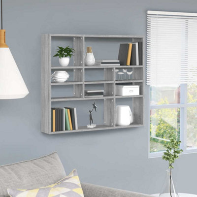 Vidaxl Wall Shelf Grey Sonoma 90X16X78 Cm Engineered Wood from B&Q