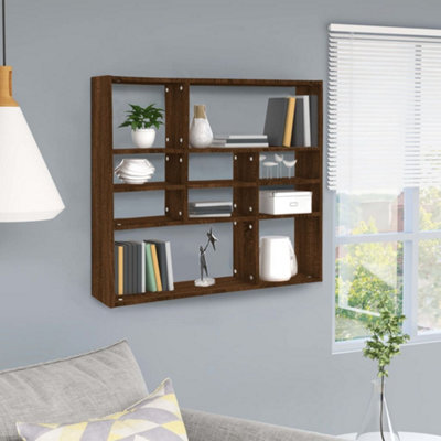 Vidaxl Wall Shelf Oak 90X16x78 Cm Engineered Wood Brown