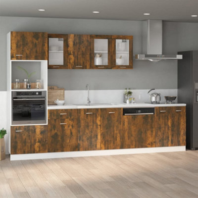 B&Q -  Sink Bottom Cabinet Lyon Smoked Oak 80X46X81.5 Cm Engineered Wood