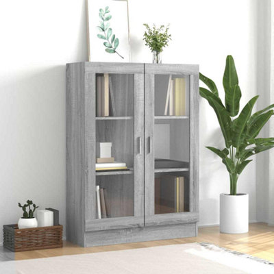 B&Q -  Vitrine Cabinet Grey Sonoma 82.5X30.5X115 Cm Engineered Wood