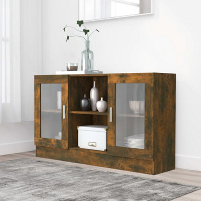 Vidaxl Vitrine Cabinet Smoked Oak Engineered Wood Brown 120x30.5x70 cm - Image 4