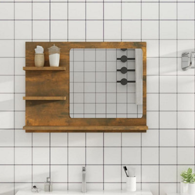 Vidaxl Bathroom Mirror Smoked Oak 60X10.5X45 Cm Engineered Wood from B&Q