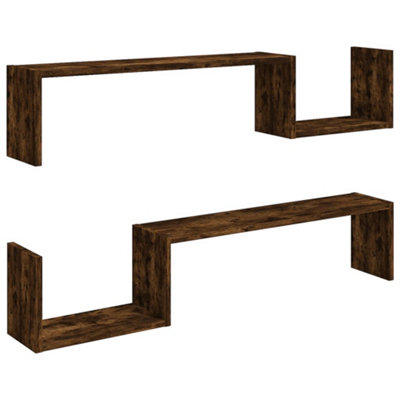 Vidaxl Wall Shelves Pcs Smoked Oak 100X15x20 Cm Engineered Wood Size 2