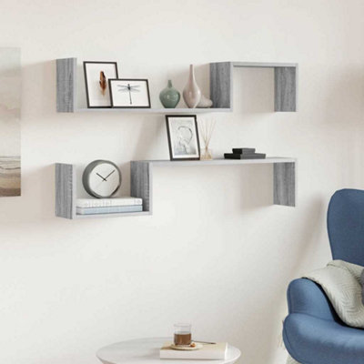 B&Q -  Wall Shelves 2 Pcs Grey Sonoma 100X15X20 Cm Engineered Wood
