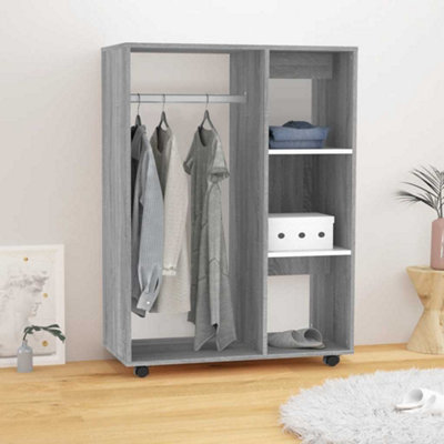4 Open Shelf Sonoma Wardrobe - Size: 110 X 80 X 40Cm - Wilko Grey Vidaxl - Image 4