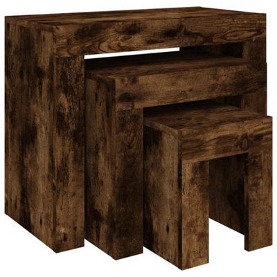 B&Q -  Nesting Coffee Tables 3 Pcs Smoked Oak Engineered Wood