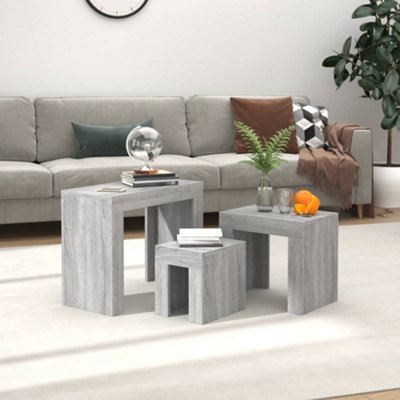 Vidaxl Nesting Coffee Tables 3 Pcs Grey Sonoma Engineered Wood from B&Q