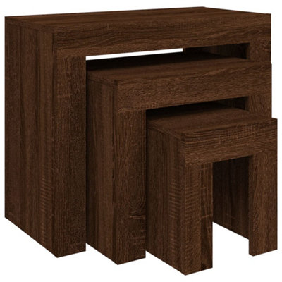 Vidaxl Nesting Coffee Tables 3 Pcs Oak Engineered Wood Brown