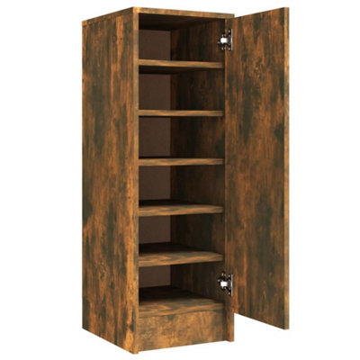 Vidaxl Shoe Cabinet Smoked Oak 32X35x92 Cm Engineered Wood
