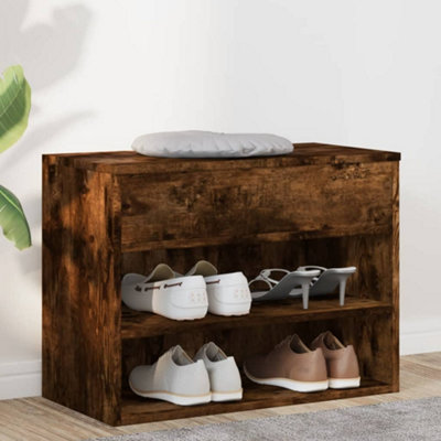 Vidaxl (Smoked Oak) Shoe Bench Hallway Bench Seat Shoe Organiser Shoe Rack Engineered Wood - Image 3