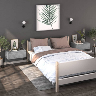 Vidaxl Wall-Mounted Bedside Cabinets 2 Pcs Concrete Grey from B&Q