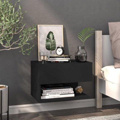 Vidaxl Wall-Mounted Bedside Cabinet Black from B&Q