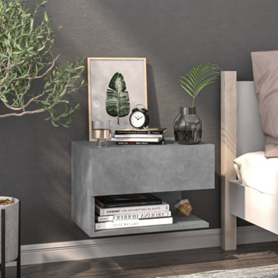 Vidaxl Wall-Mounted Bedside Cabinet Concrete Grey from B&Q