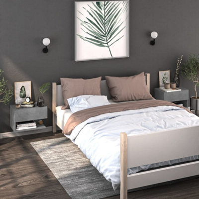 B&Q -  Wall-Mounted Bedside Cabinets 2 Pcs Concrete Grey