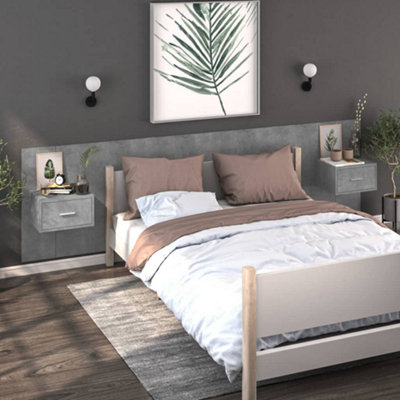 Vidaxl Wall-Mounted Bedside Cabinets 2 Pcs Concrete Grey from B&Q