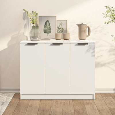 VIDAXL White Sideboard - 3 Door - Wood - Image 4