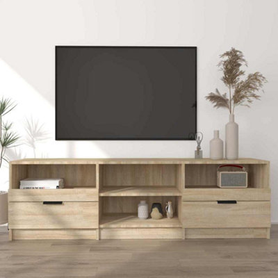 VIDAXL TV Cabinet Sonoma Oak 2 Drawers 4 Shelves - Image 3
