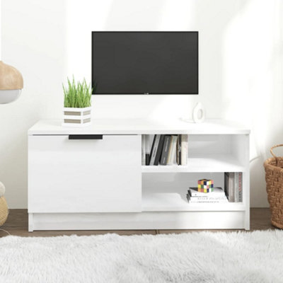 Vidaxl Tv Cabinet High Gloss White 80X35X36.5 Cm Engineered Wood from B&Q