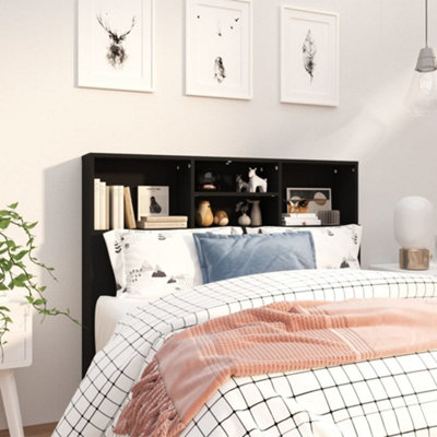 Vidaxl Headboard Cabinet Black 120X19X103.5 Cm Headboard Cabinets from B&Q
