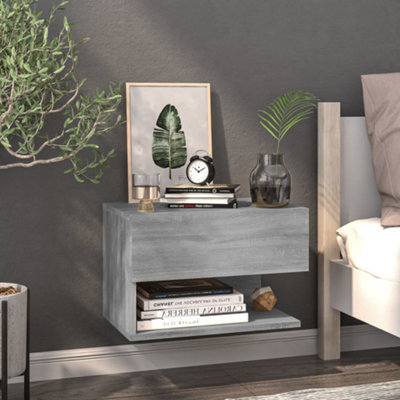 Vidaxl Wall-Mounted Bedside Cabinet Grey Sonoma from B&Q