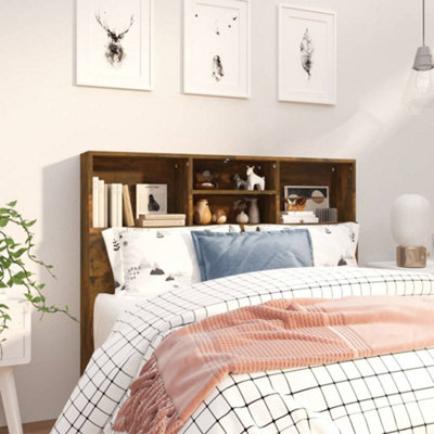 Vidaxl Headboard Cabinet Smoked Oak 120X19X103.5 Cm Headboard Cabinets