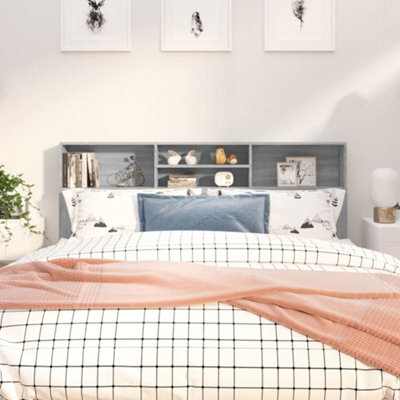 Vidaxl Grey Headboard Cabinet Sonoma 180X19x103.5 Cm Headboard Cabinets