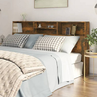 Vidaxl Headboard Cabinet Smoked Oak 200X19X103.5 Cm Headboard Cabinets