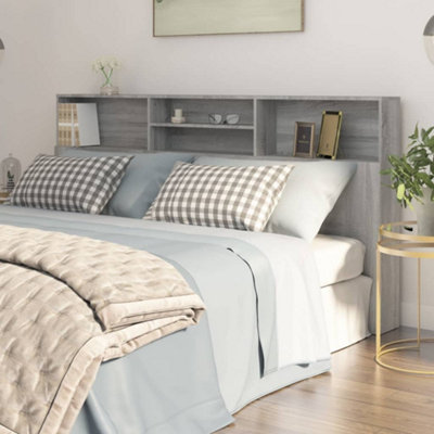 Vidaxl Grey Headboard Cabinet Sonoma 200X19x103.5 Cm Headboard Cabinets