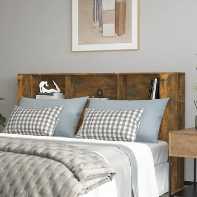 Vidaxl Headboard Cabinet Smoked Oak 180X18.5X104.5 Cm Headboard Cabinets