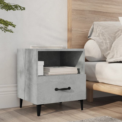 Vidaxl Grey Bedside Cabinet Concrete Engineered Wood Small