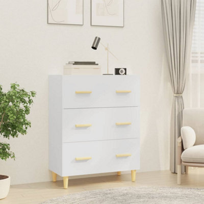 vidaXL Sideboard - 3 Drawers - White - Wood - Image 4