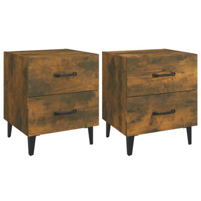 Vidaxl Bedside Cabinets 2 Pcs Smoked Oak 40X35x47.5 Cm