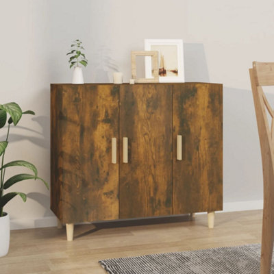 B&Q -  Sideboard Smoked Oak 90X34X80 Cm Engineered Wood