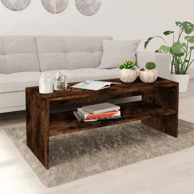 Vidaxl Coffee Table Smoked Oak 100X40x40 Cm Engineered Wood