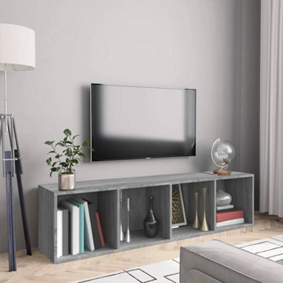 B&Q -  Book Cabinet/tv Cabinet Grey Sonoma 143X30X36Cm Engineered Wood