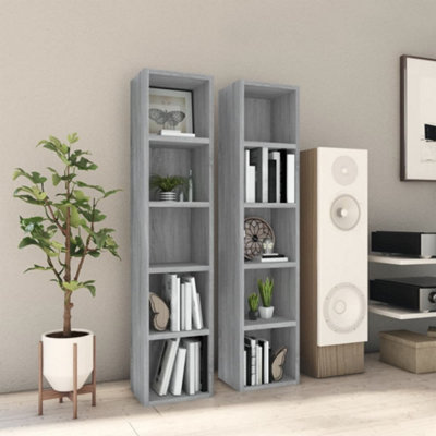 Vidaxl Cd Cabinets 2 Pcs Grey Sonoma 21X16X93.5 Cm Engineered Wood from B&Q