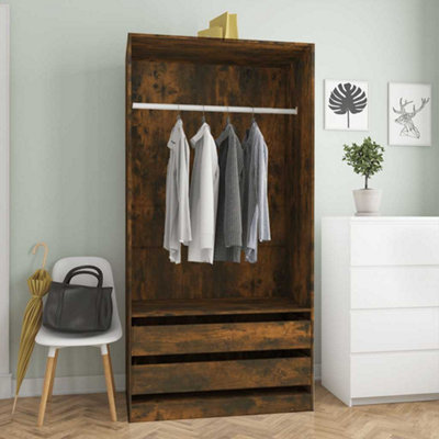 Vidaxl Wardrobe Smoked Oak 100X50X200 Cm Engineered Wood Wardrobes from B&Q