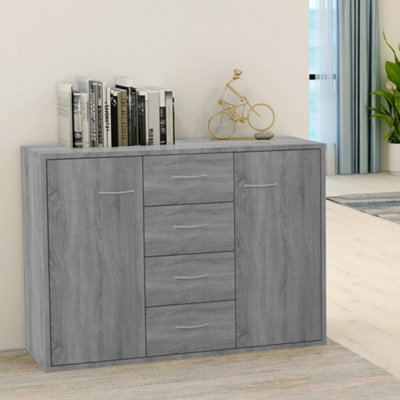 Vidaxl Sideboard Grey Sonoma 88x30x65 cm Engineered Wood - 4 Drawers 2 Doors - Image 4