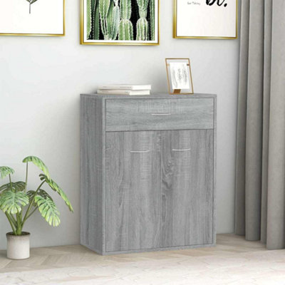 VIDAXL Sideboard Engineered Wood 2 Doors 1 Drawer Grey 60x30x75 cm - Image 3