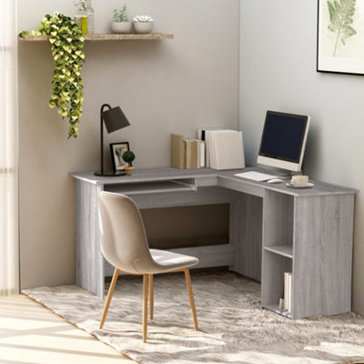 Vidaxl Corner Desk Computer Desk L-Shaped Desk Grey Sonoma Engineered Wood - Image 4