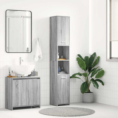 B&Q -  Bathroom Cabinet Grey Sonoma 30X30X183.5 Cm Engineered Wood