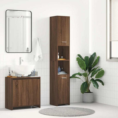Vidaxl Bathroom Cabinet Oak 30X30x183.5 Cm Engineered Wood Brown