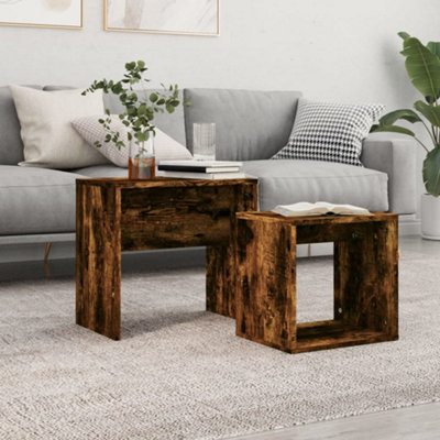 B&Q -  Nesting Coffee Tables 2 Pcs Smoked Oak Engineered Wood Nesting Coffee Tables