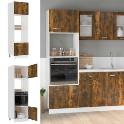 B&Q -  Microwave Cabinet Lyon Smoked Oak 60X57X207 Cm Engineered Wood