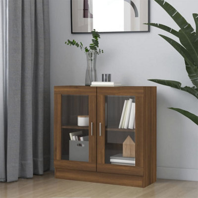 Vidaxl Vitrine Cabinet Oak 82.5X30.5x80 Cm Engineered Wood Brown
