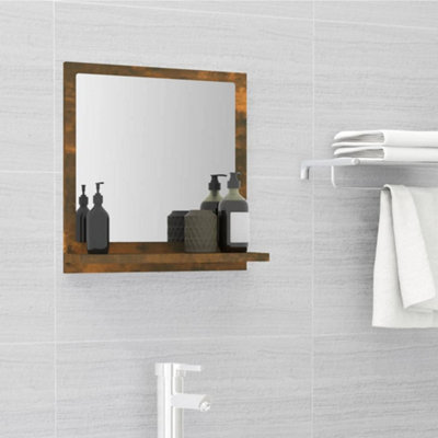 VIDAXL Bathroom Mirror - Oak - 40 x 37cm - Brown - Image 5