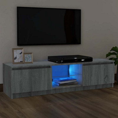 Vidaxl Tv Cabinet With Led Lights Sonoma 120X30x35.5 Cm Grey