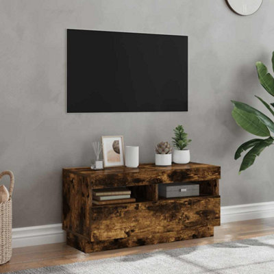 B&Q -  Tv Cabinet With Led Lights Smoked Oak 80X35X40 Cm