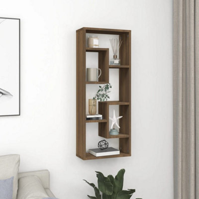 Vidaxl Wall Shelf Brown Oak 36X16X90 Cm Engineered Wood from B&Q