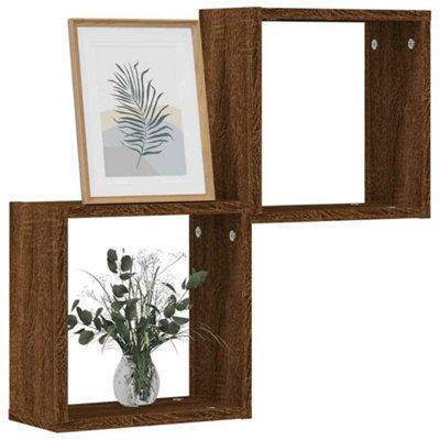 Vidaxl Wall Cube Shelves 2 Pcs Brown Oak 30X15X30 Cm from B&Q